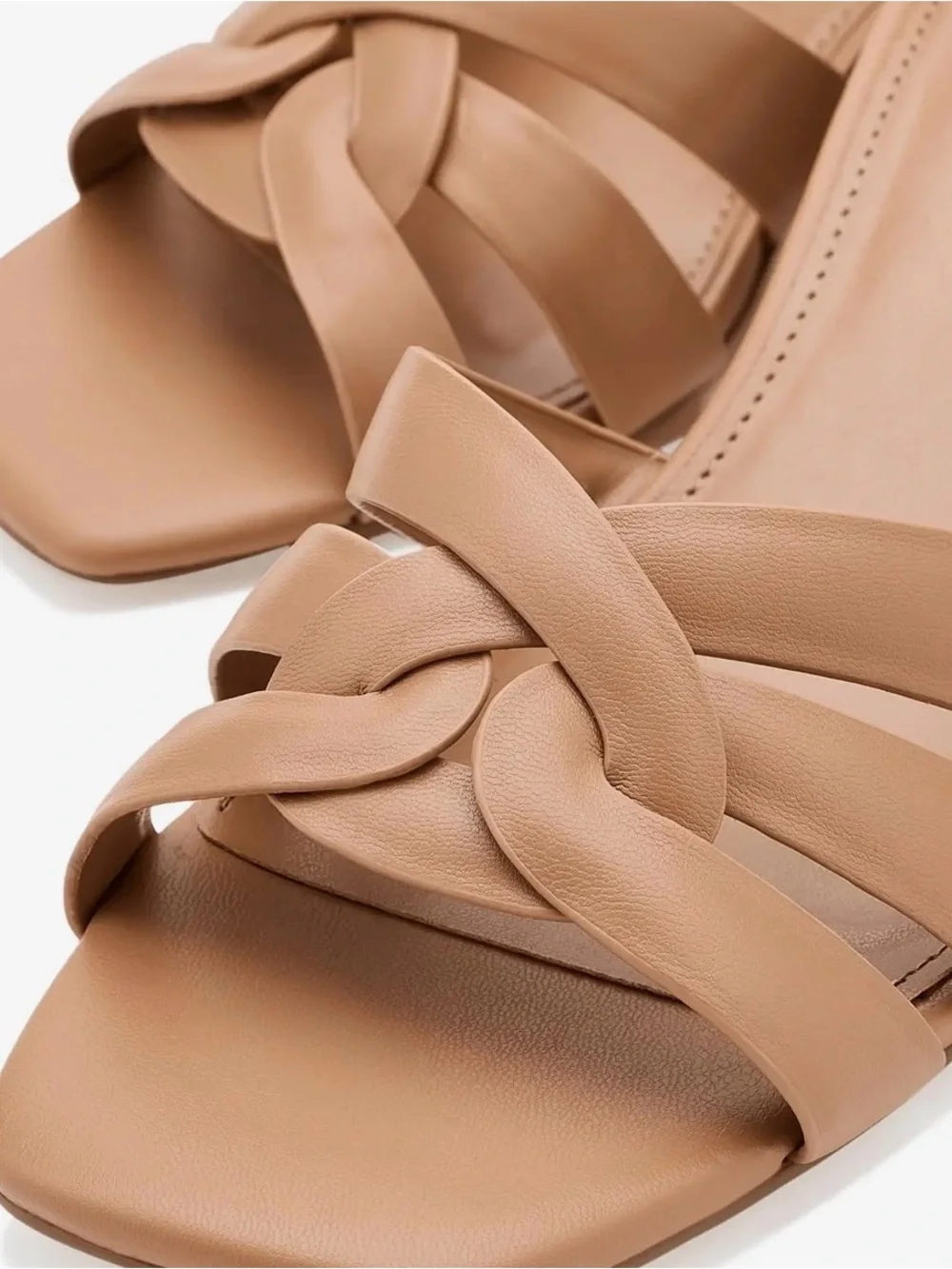 Calvin Klein Vellina Tan Leather Knot Strap Slide Mules 9.5